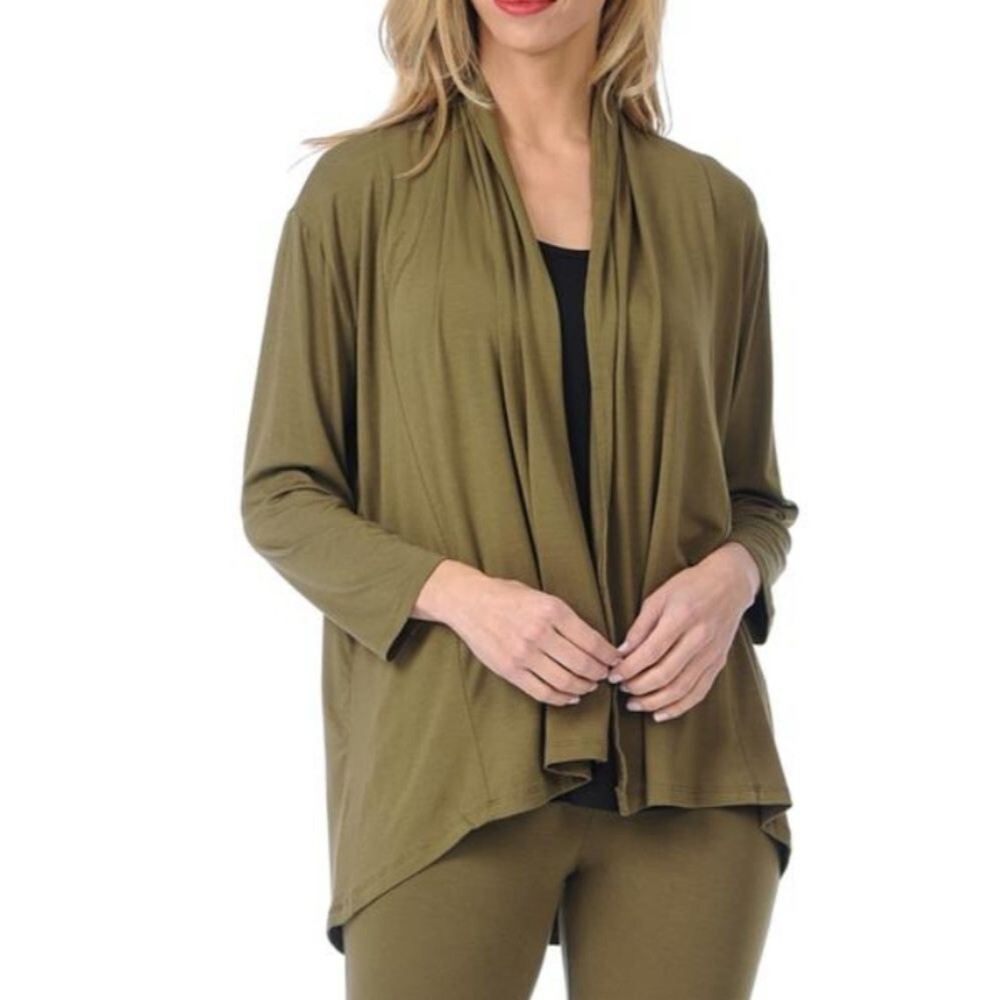 NWT Bamboosa Women's Flowy Cardigan Jacket, Olive Green, Sz M